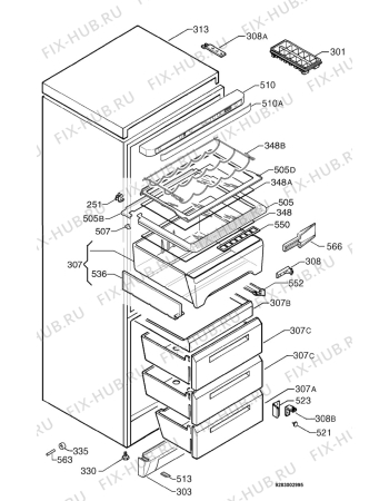 Взрыв-схема холодильника Aeg S3046KG8 - Схема узла Housing 001